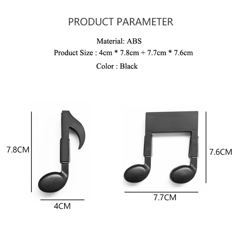 Clipe de símbolo musical preto criativo, clipe multifuncional para foto, clipes de parede, mola de roupa, artesanato, decoração.