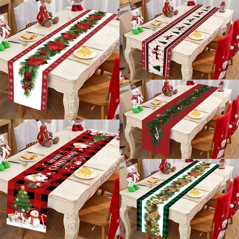 Caminho de mesa de Natal Poliéster Bandeira de mesa de Natal Capa 2024 Decorações de Feliz Natal.