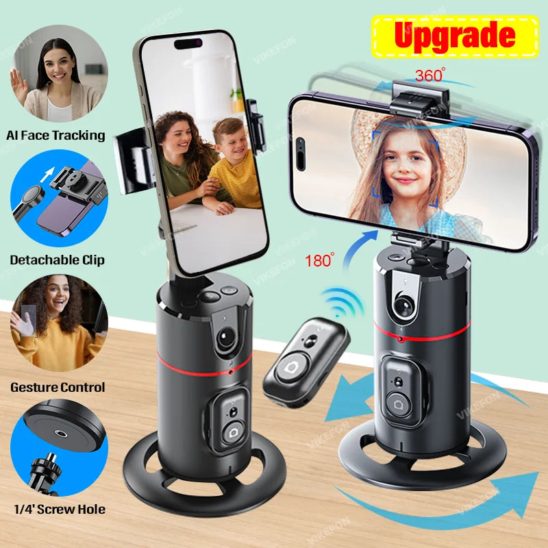 2024 novo 360° acompanhamento gimbal estabilizador monopé desktop rosto rastreamento cardan com obturador remoto para tiktok fotografia ao vivo.