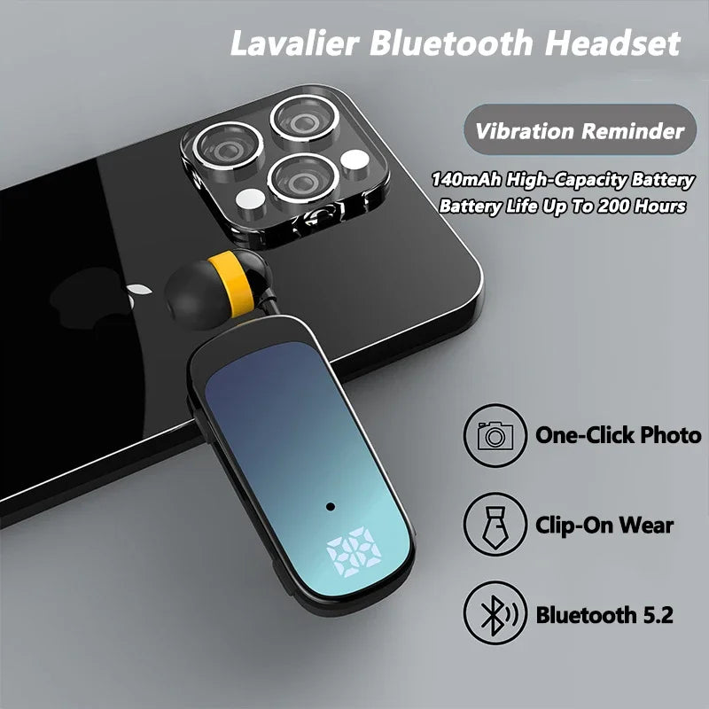 K55 lavalier business bluetooth 5.2 fone de ouvido conversa/tempo de música 20 horas, display digital led, cancelamento de ruído sem fio.