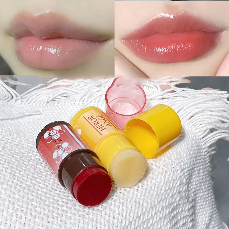 2 pçs conjunto de frutas mel mini batom labial hidratante.