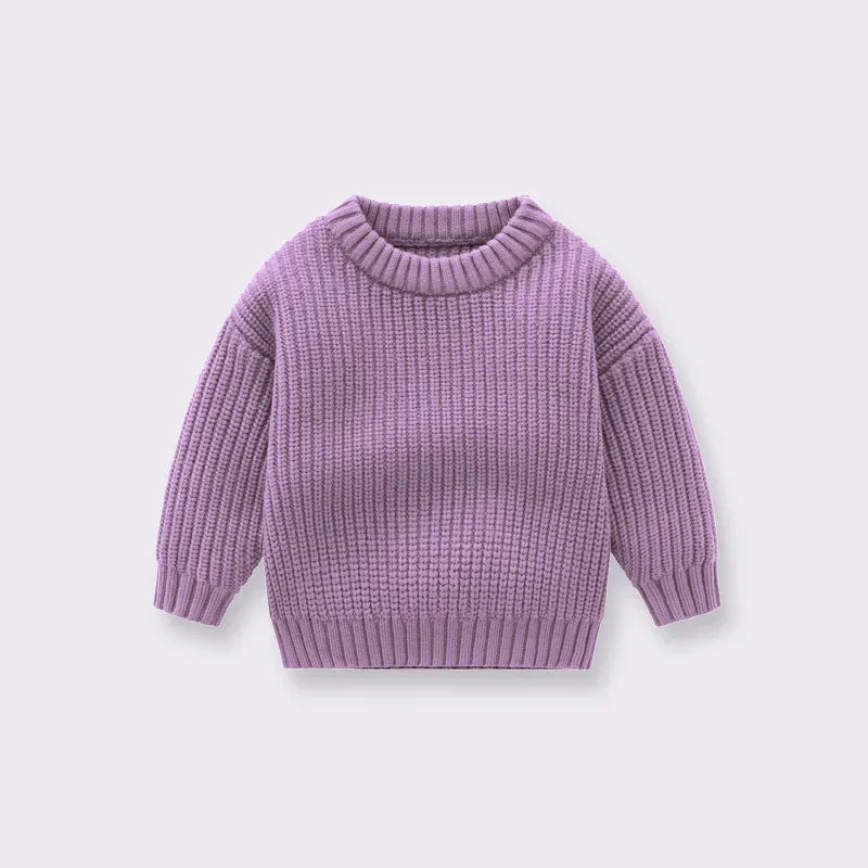 2023 New Baby Sweaters Autumn Winter Solid Color Knitted Sweater for Baby Toddler Loose Round Neck Kids Outwear Baby Clothes