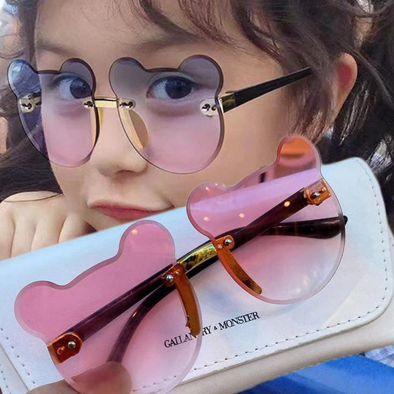 2024 Summer Girl Boys Cute Kids Rimless Sunglasses 2024 Animal Cartoon Bear Children Baby Outdoor Sun Glasses Cartoon Eyeglasses