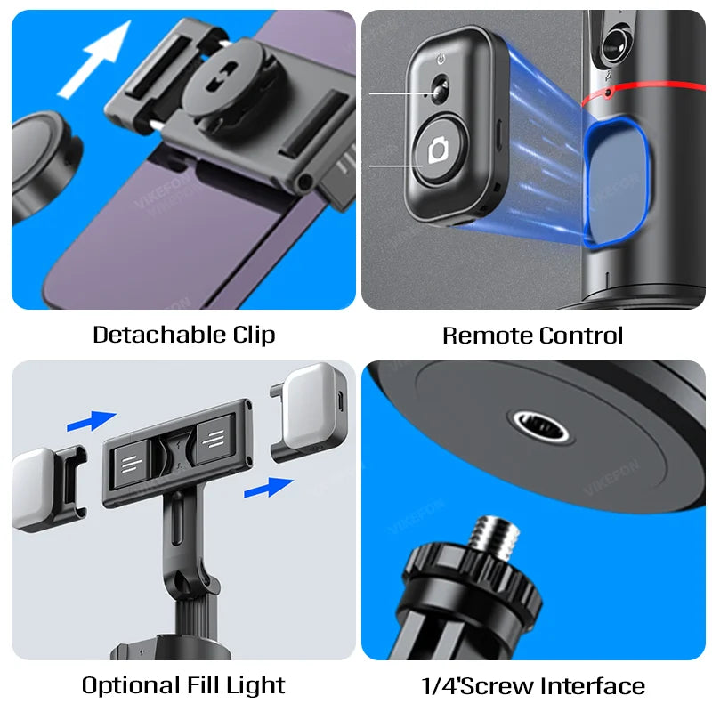 2024 novo 360° acompanhamento gimbal estabilizador monopé desktop rosto rastreamento cardan com obturador remoto para tiktok fotografia ao vivo.