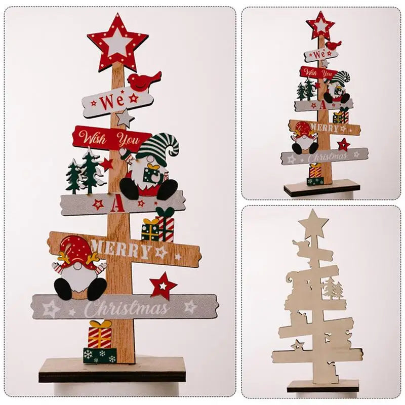 Árvore de Natal de mesa Papai Noel DIY Decoração Placas de Natal de madeira Decoração de Natal 2024.