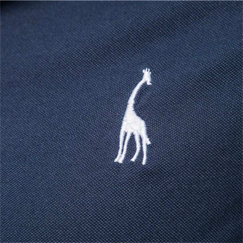 AIOPESON Cotton Men's Polos Giraffe Embroidery Short Sleeve Polo Shirts for Men High Quality Brand Design Polos Men Clothing