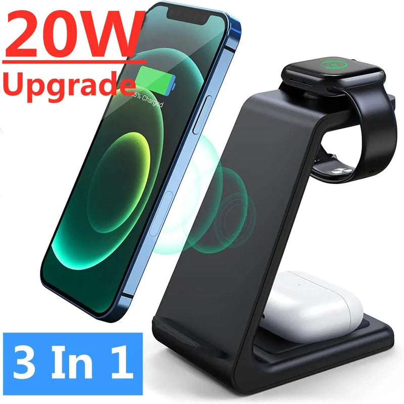 20W 3 in 1 Wireless Charger Stand Fast Charging Dock Station for iPhone 14 13 12 11 Pro Max Apple Watch 8 7 6 IWatch Airpods Pro