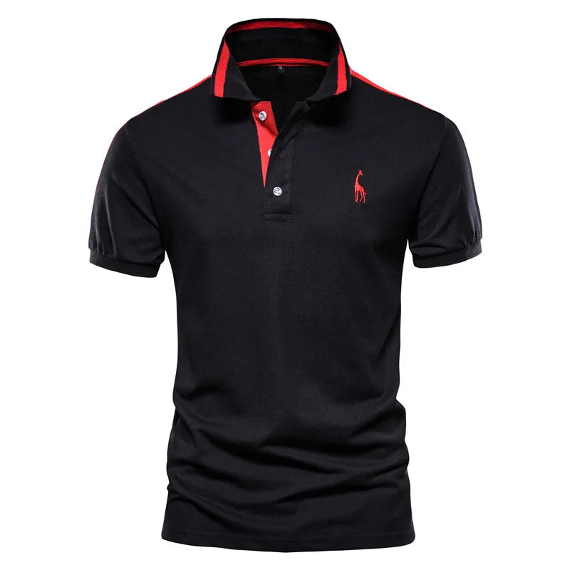 AIOPESON Cotton Men's Polos Giraffe Embroidery Short Sleeve Polo Shirts for Men High Quality Brand Design Polos Men Clothing