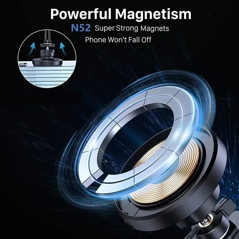 15W Magnetic Car Wireless Charger Phone Holder Stand for iPhone 15 14 13 12 Pro Max Samsung Car Mount Fast Charging Dock Station