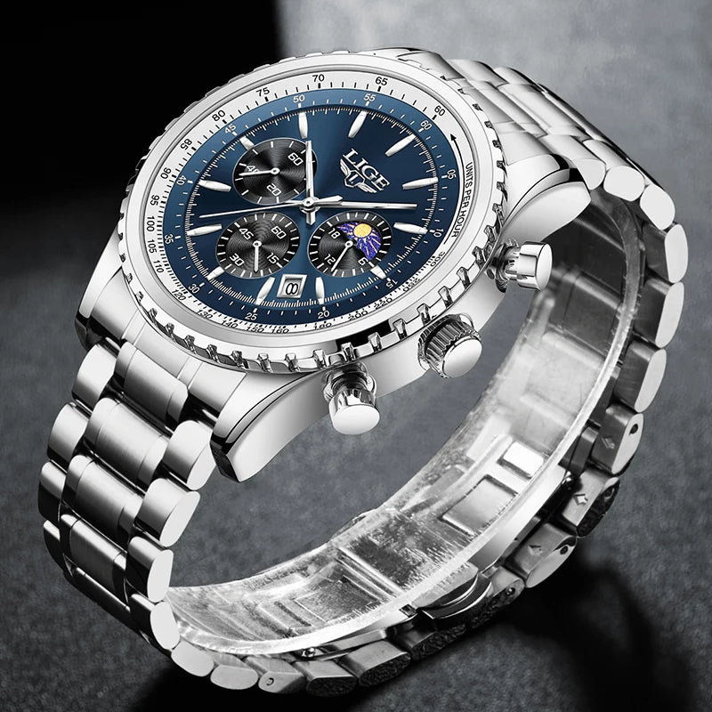 Relogio masculino LIGE Casual Quartz Men Watch Top Marca de Luxo.