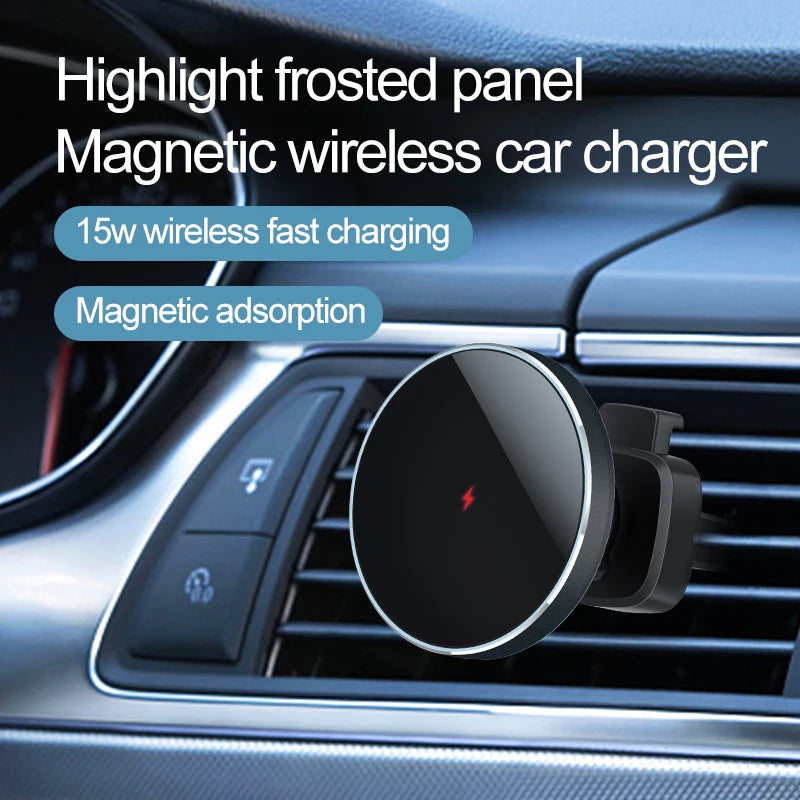 15W Magnetic Car Wireless Charger Phone Holder Stand for iPhone 15 14 13 12 Pro Max Samsung Car Mount Fast Charging Dock Station