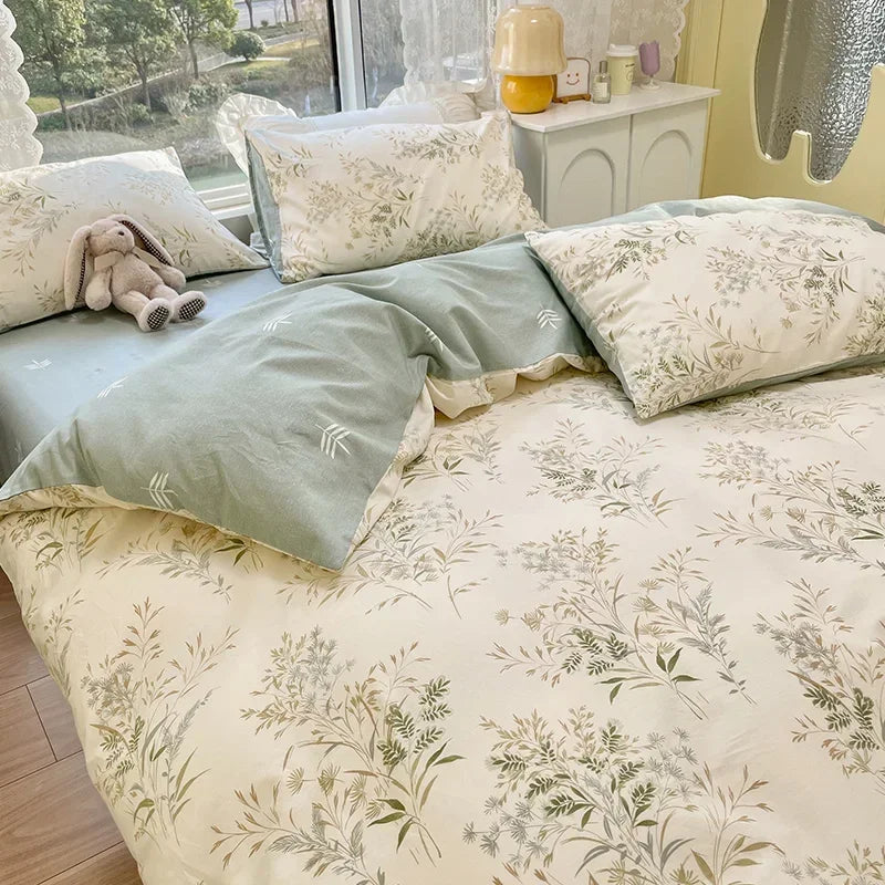 Conjunto de cama floral 100% algodão, sem lençóis.