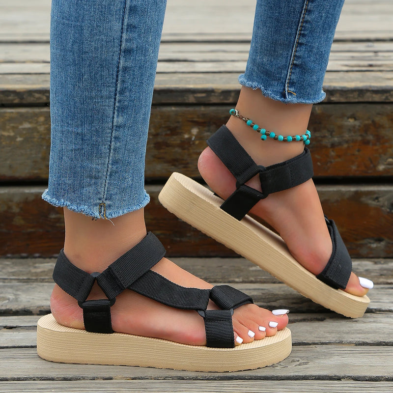 Women's fashion trend non-slip wear-resistant comfortable Velcro flat sandals