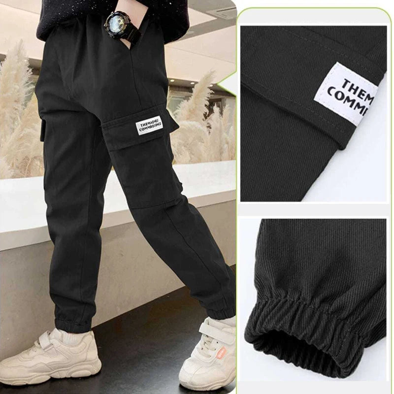 Spring Autumn Boys Fashion Handsome Cargo Pants Children's Letter Sports Trousers Teenagers Casual Thin Sweatpants 4-12 Years