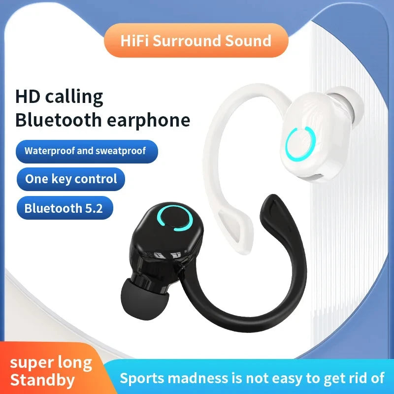 Bluetooth 5.2 negócios sem fio fone de ouvido gancho mini alta fidelidade.