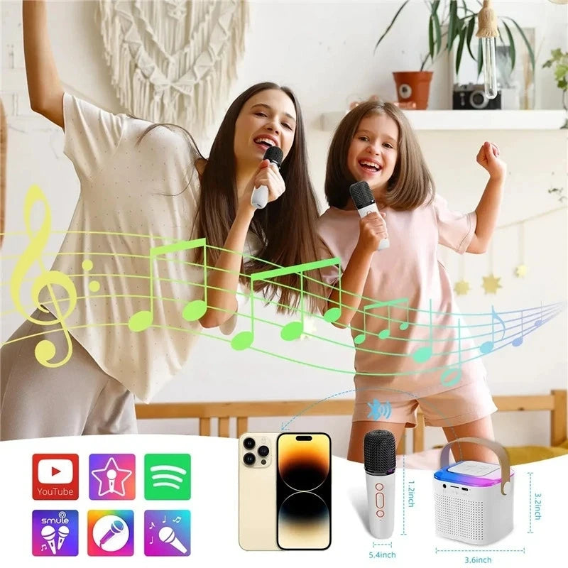 Y1 microfones duplos sem fios máquina de karaoke ktv dsp sistema bluetooth 5.3 pa coluna estéreo alta fidelidade surround rgb colorido luz led