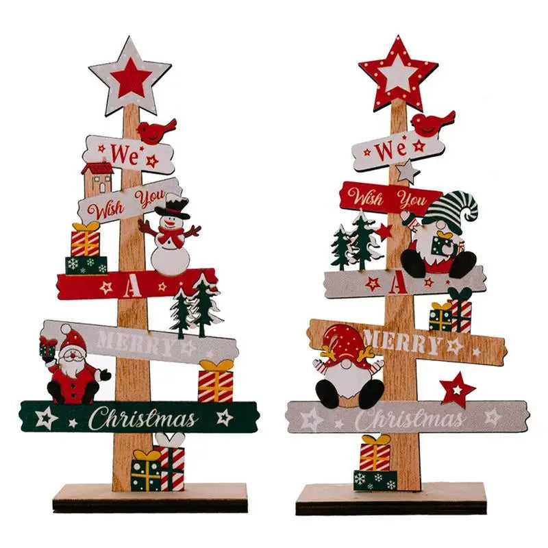 Árvore de Natal de mesa Papai Noel DIY Decoração Placas de Natal de madeira Decoração de Natal 2024.