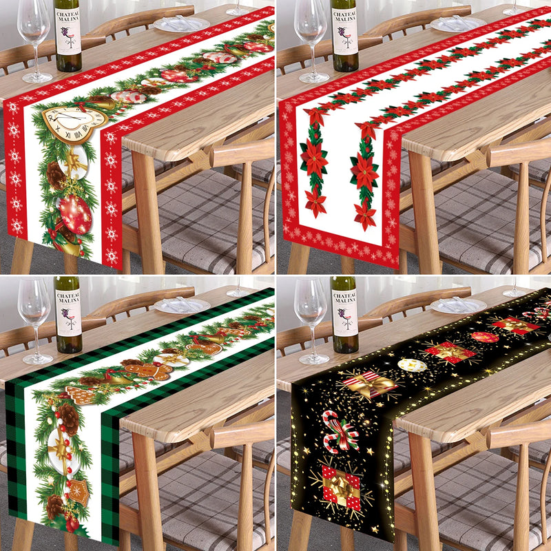 Caminho de mesa de Natal Poliéster Bandeira de mesa de Natal Capa 2024 Decorações de Feliz Natal.