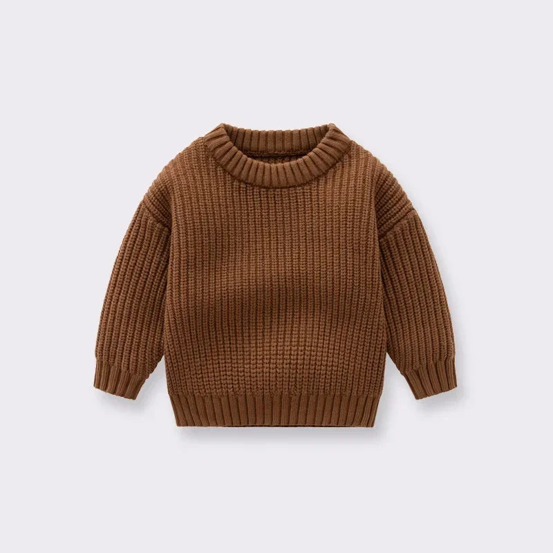 2023 New Baby Sweaters Autumn Winter Solid Color Knitted Sweater for Baby Toddler Loose Round Neck Kids Outwear Baby Clothes