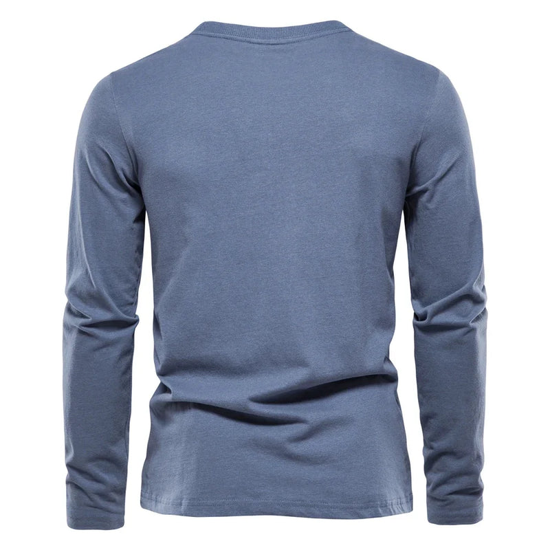 100% Cotton Long Sleeve T Shirt For Men Solid Spring Casual Mens T-shirts High Quality Male Tops Classic Clothes Men's T-shirts