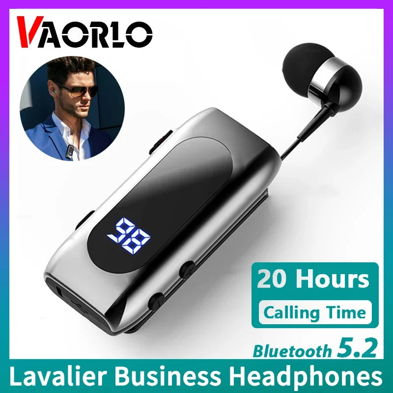 K55 lavalier business bluetooth 5.2 fone de ouvido conversa/tempo de música 20 horas, display digital led, cancelamento de ruído sem fio.