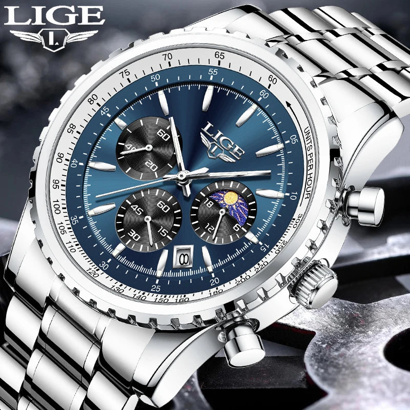 Relogio masculino LIGE Casual Quartz Men Watch Top Marca de Luxo.