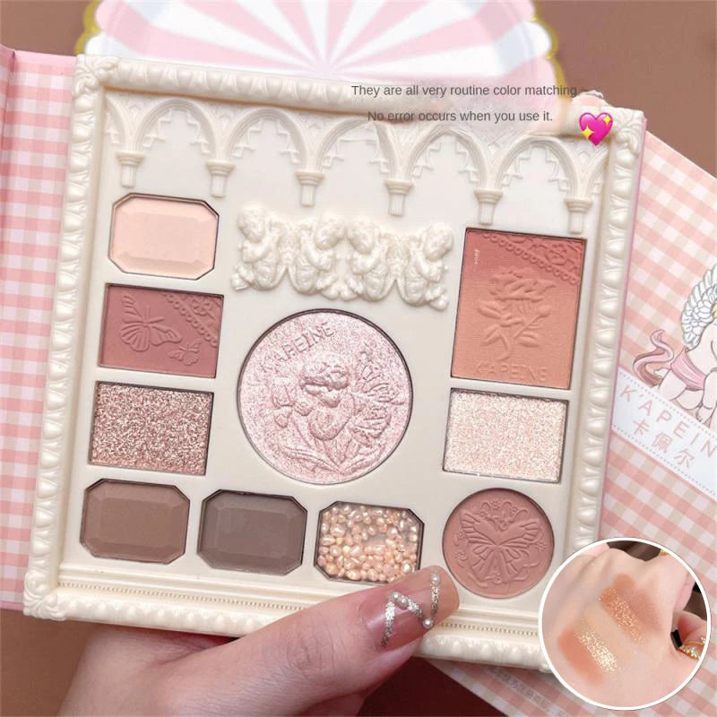 Paleta de sombra de olhos de anjo mate, 10 cores, brilhante, à prova de água