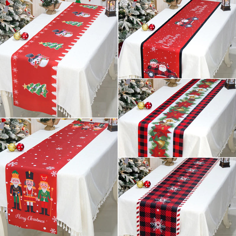 Caminho de mesa de Natal Poliéster Bandeira de mesa de Natal Capa 2024 Decorações de Feliz Natal.