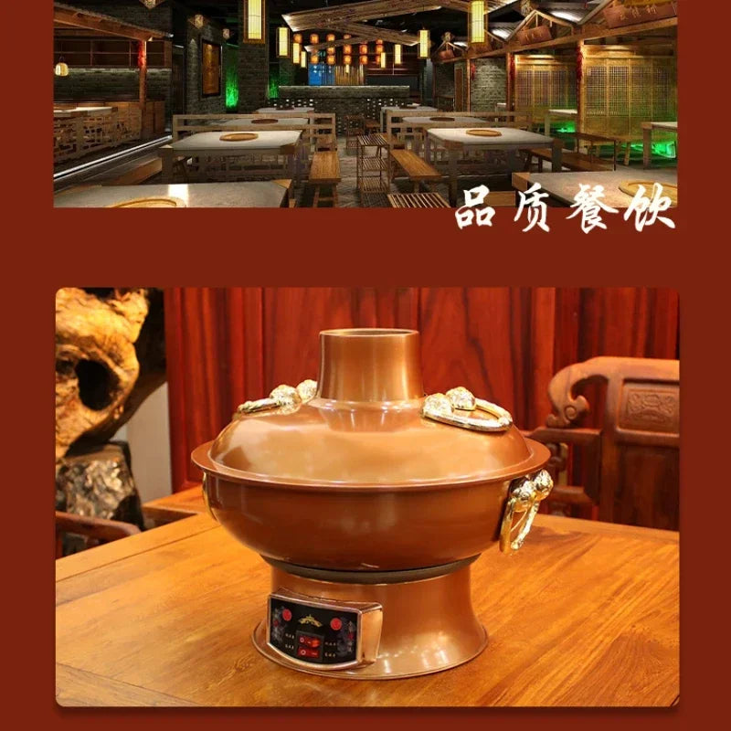 220V New Pure Copper Hot Pot Split Copper Pot Plug-in Electric Copper Hot Pot Yuanyang Pot Shabu Hotpot