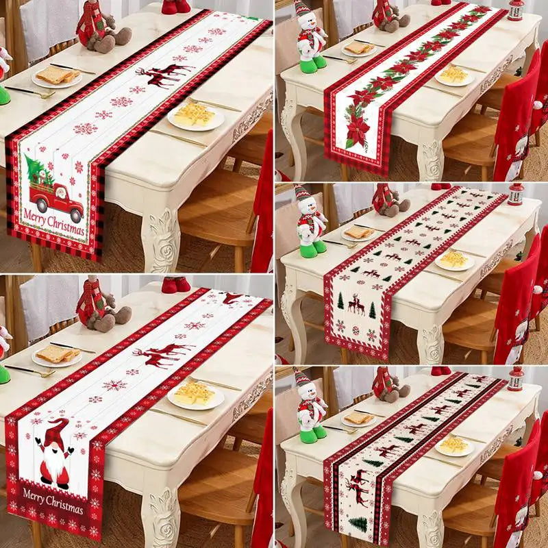 Caminho de mesa de Natal Poliéster Bandeira de mesa de Natal Capa 2024 Decorações de Feliz Natal.